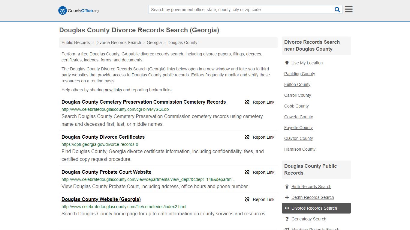 Douglas County Divorce Records Search (Georgia) - County Office
